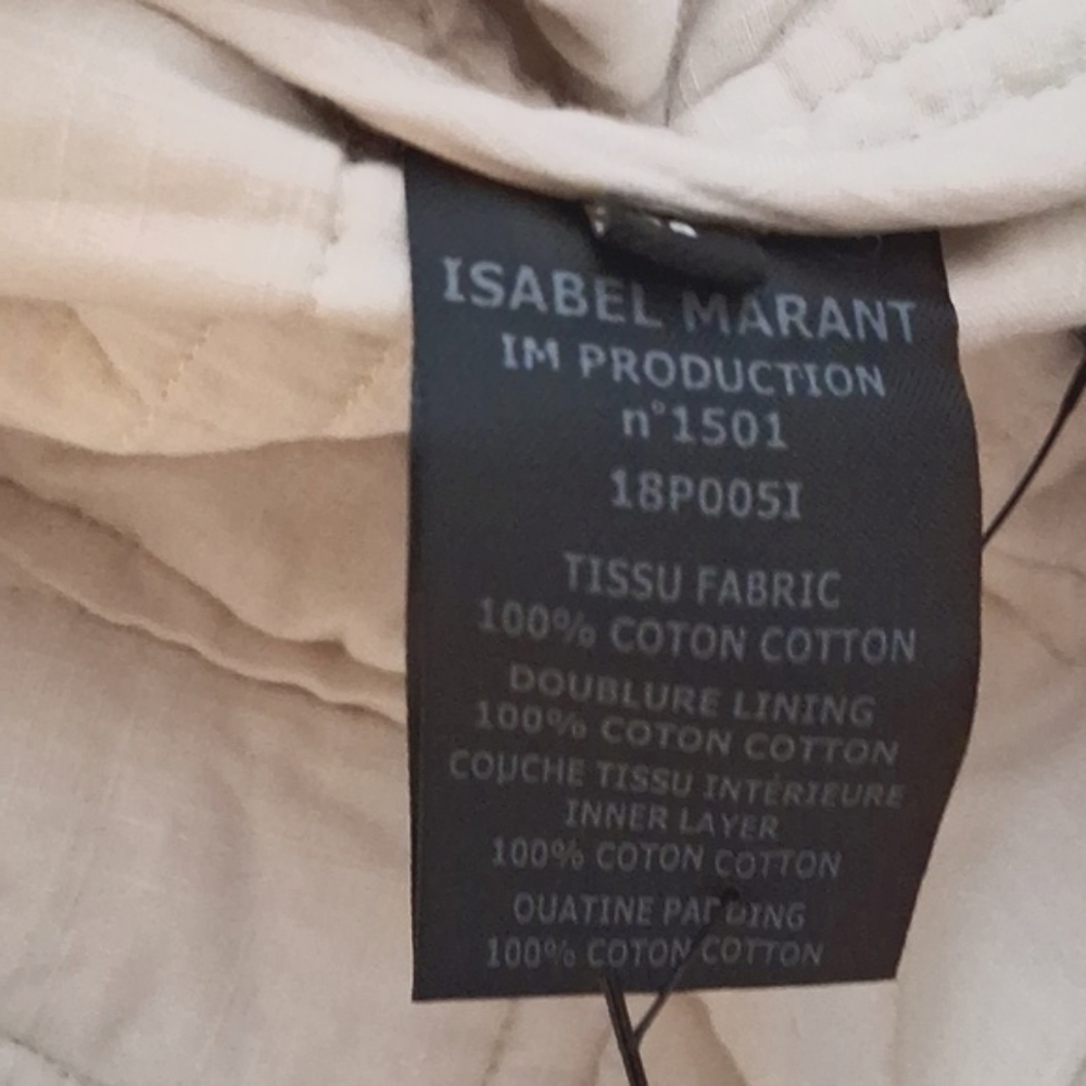 STAY WARM With Stylish Isabel Marant Quilt Geometric Patterned Ecru Jacket - Picture 7 of 8